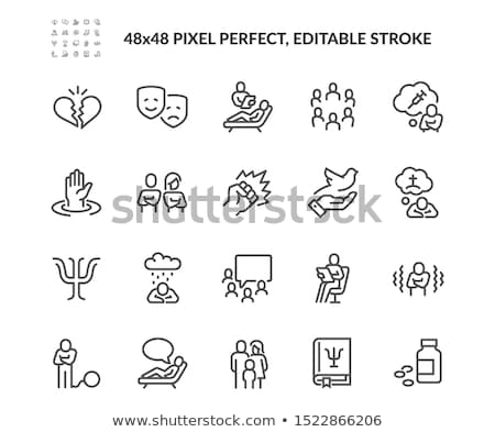 Сток-фото: Brain Mental Health Icon Outline Illustration