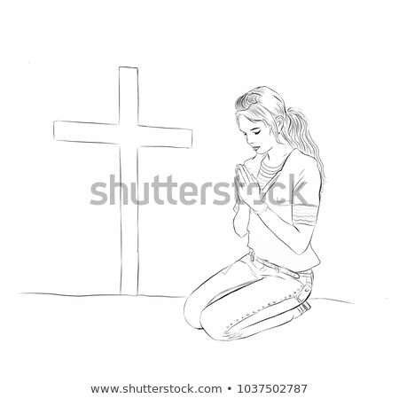 Zdjęcia stock: Praying Before The Cross