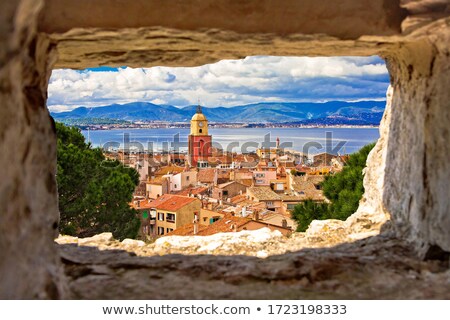 Saint Tropez Village Church Tower And Old Rooftops View Through Foto stock © xbrchx