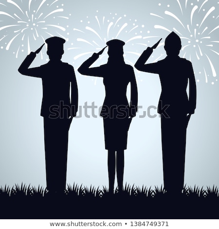 Stock foto: Silhouette Of An Army Soldier Saluting