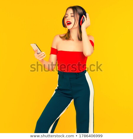 Stock foto: Beautiful Caucasian Teenage Girl Enjoying Music