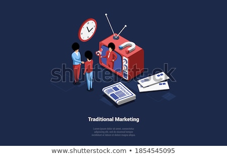 Foto stock: Advertise Marketing On Old Fashioned Tv Television