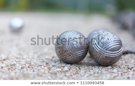 Stock fotó: Game Of Jeu De Boule Silver Metal Balls In Sand