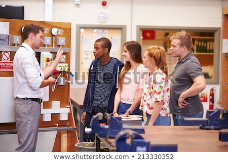 ストックフォト: Electrician And Female Apprentice Working Together