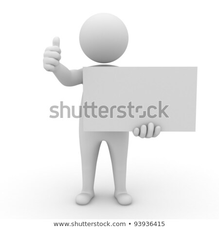 Stock photo: Man Holds The Poster In A Hand 3d Image