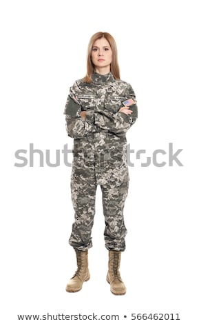 Stok fotoğraf: Woman Soldier Isolated On White