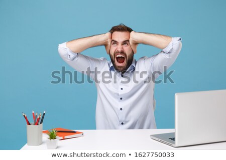 Stockfoto: Businessman Screaming In Frustration Isolated On White Backgroun