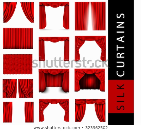 Stock fotó: Vector Red Silk Curtain With Shadows And Pelmet