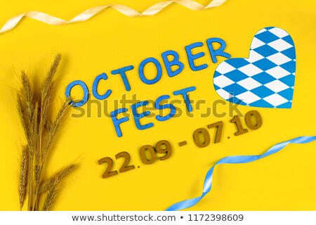 Stock photo: I Love Beer October Fest Poster Blue Wooden Background Holida