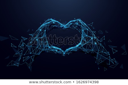 Stock photo: Polygon Valentine Heart On Blue Background