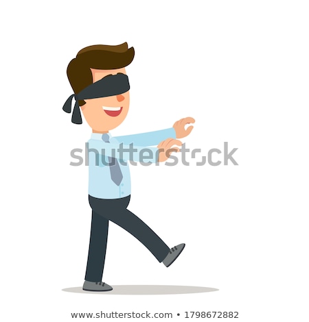 Stock foto: Blindfolded Manager Walks Forward With Arms Outstretched Vector Flat Cartoon Illustration