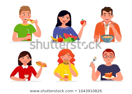 Vector Set Of People Eating vector illustration © Andrii Bezvershenko