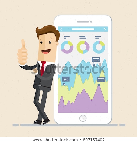 Сток-фото: Businessman And Smartphone With Big Screen