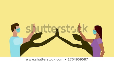 Сток-фото: Social Distancing High Five Greeting Vector