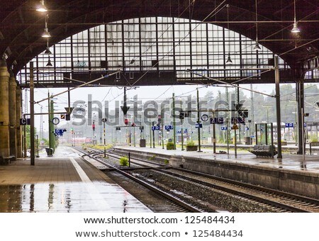 Stock fotó: Rails And Signal Lamps In Wiesbaden Central Train Station