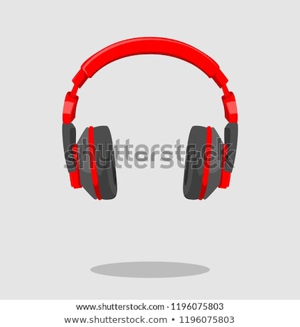 Сток-фото: Head Phone Red Vector Icon Button