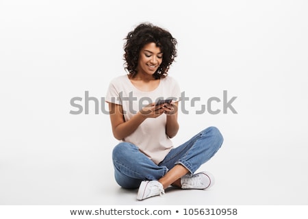 Stockfoto: Friends With Smartphone Over White Background