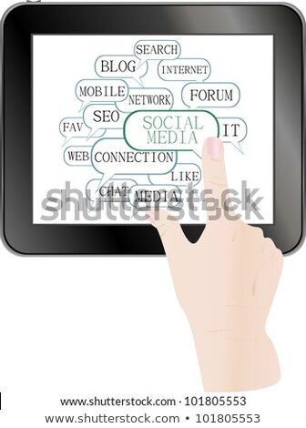 Text Keywords On Social Media Themes Tablet Pc Stockfoto © fotoscool