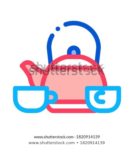 Stock photo: Kettle And Two Cups Icon Vector Outline Illustration