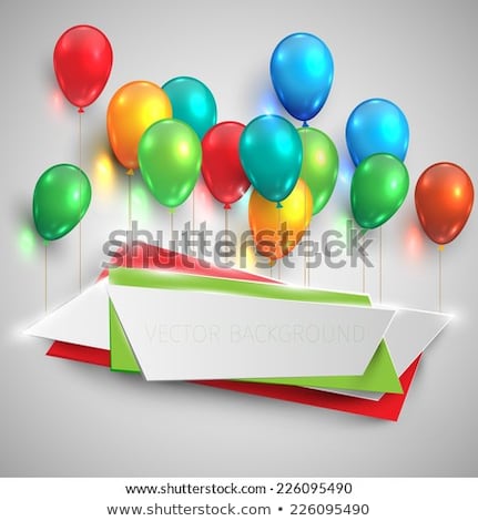 Foto stock: Color Glossy Balloons Lift Labels Vector