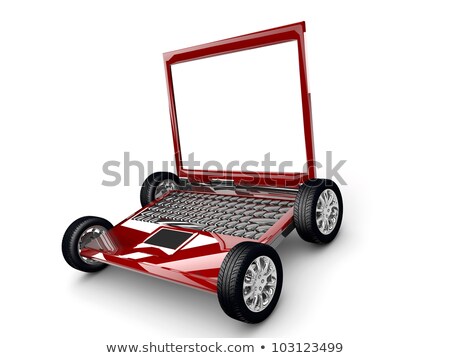 3d New Concept Car Out Of Laptop Stock foto © cla78