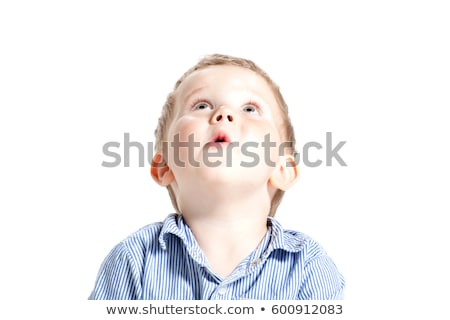 Stok fotoğraf: Beautiful Toddler Looking Up Isolated On White Background