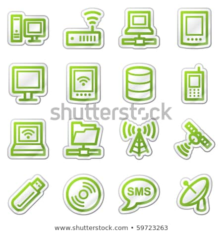 Stock photo: Satellite Dish Sign Green Vector Icon Button