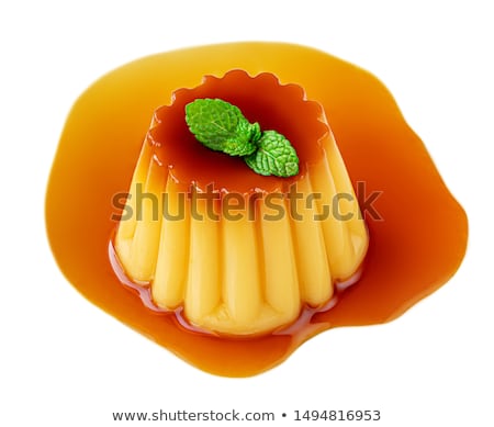 Stockfoto: Caramel Dessert And Vanilla Herb