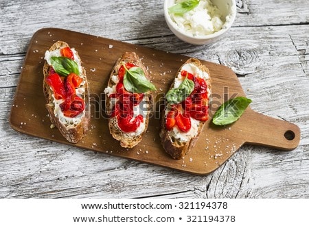 Сток-фото: Grilled Red Peppers On The Wooden Board