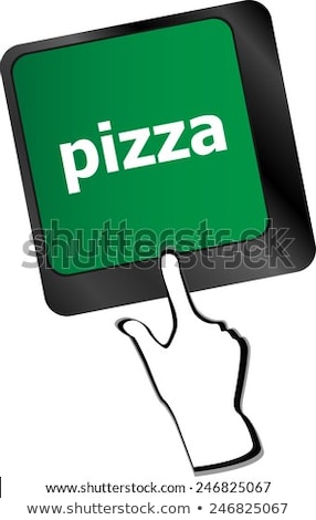 Computer Keyboard With Blue Pizza Word On Enter Key Stockfoto © fotoscool