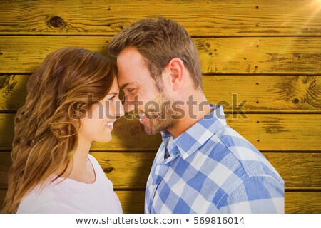 Foto d'archivio: Composite Image Of Happy Couple Rubbing Nose
