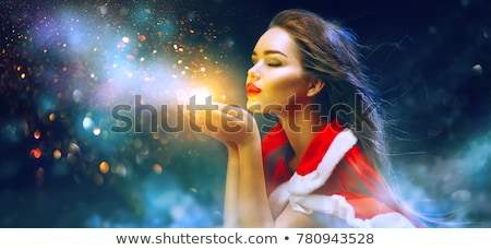 Foto stock: Young Woman In Snow Girl Costume In Christmas Concept