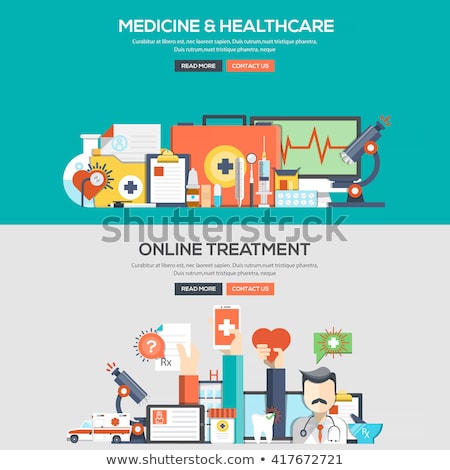 Stockfoto: Healthcare Mobile App - Modern Line Design Style Web Banner