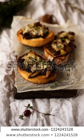 ストックフォト: Bruschetta With Wild Mushroom Style Vintage