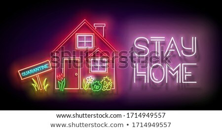 ストックフォト: House Red Roof And Flowerbed And Inscription