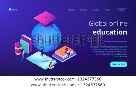 Zdjęcia stock: Global Online Education Concept Landing Page