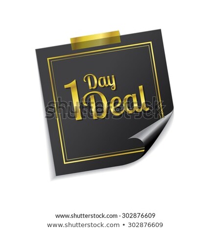 Stok fotoğraf: Deal Of The Day Golden Sticky Notes Vector Icon Design