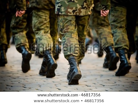 Zdjęcia stock: Soldiers With Military Camouflage Uniform In Army Formation