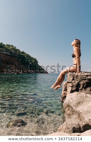 Stock foto: Ibiza Bikini Girl Relaxed In Clear Water Beach