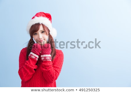 Foto stock: Snow Girl Santa In Christmas Concept Isolated On White