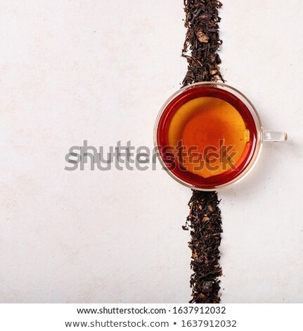 Stockfoto: Cup Of Tea On A Blue Stone Background Copy Space