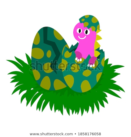 Сток-фото: Happy Dinosaur With Dinosaurs Hatching Eggs