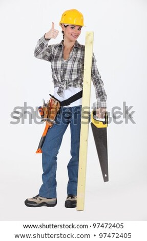 Stockfoto: Craftswoman Making A Thumbs Up Sing