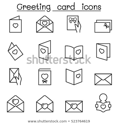 Stok fotoğraf: Postcard Or Greeting Card Icon In Cartoon Style