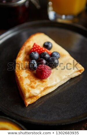 ストックフォト: Tasety Homemade Pancake On Black Ceramic Plate