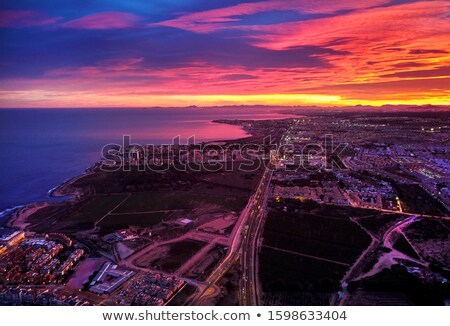 Foto stock: Bright Picturesque Sunset Over Spanish Touristic Torrevieja City