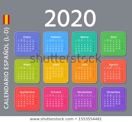 ストックフォト: 2020 Year Simple Calendar In Spanish On Dark Background