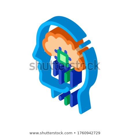 Stock fotó: Head Nerve Impulses Biohacking Isometric Icon Vector Illustration