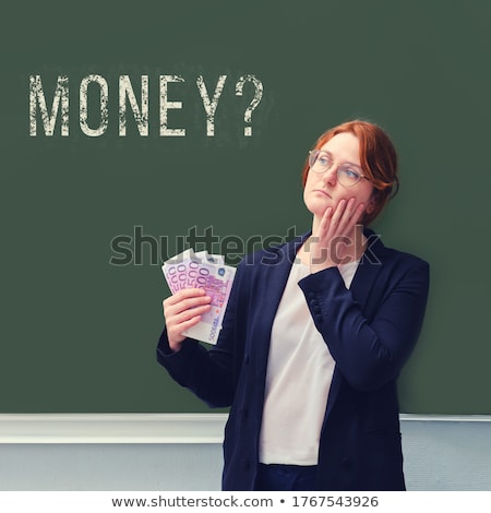 Stockfoto: Woman With Board Euro Mark