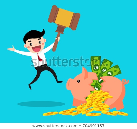 Zdjęcia stock: Businessman About To Break His Piggy Bank With A Hammer